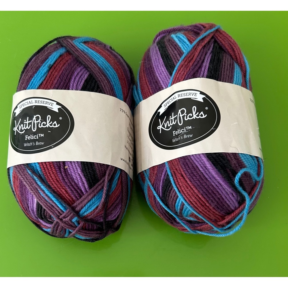 Knit Picks Felici Special Reserve Yarn Witch's Brew Fingering Sock 2 Skeins 100g